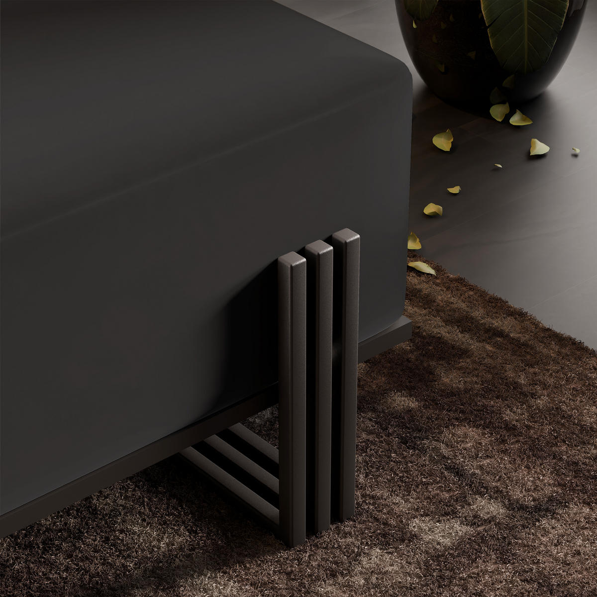 POLSTERBANK TEO 100 cm Schwarz ,Metallgestell - Schwarz, Metall (100/47/35cm) - Idohome