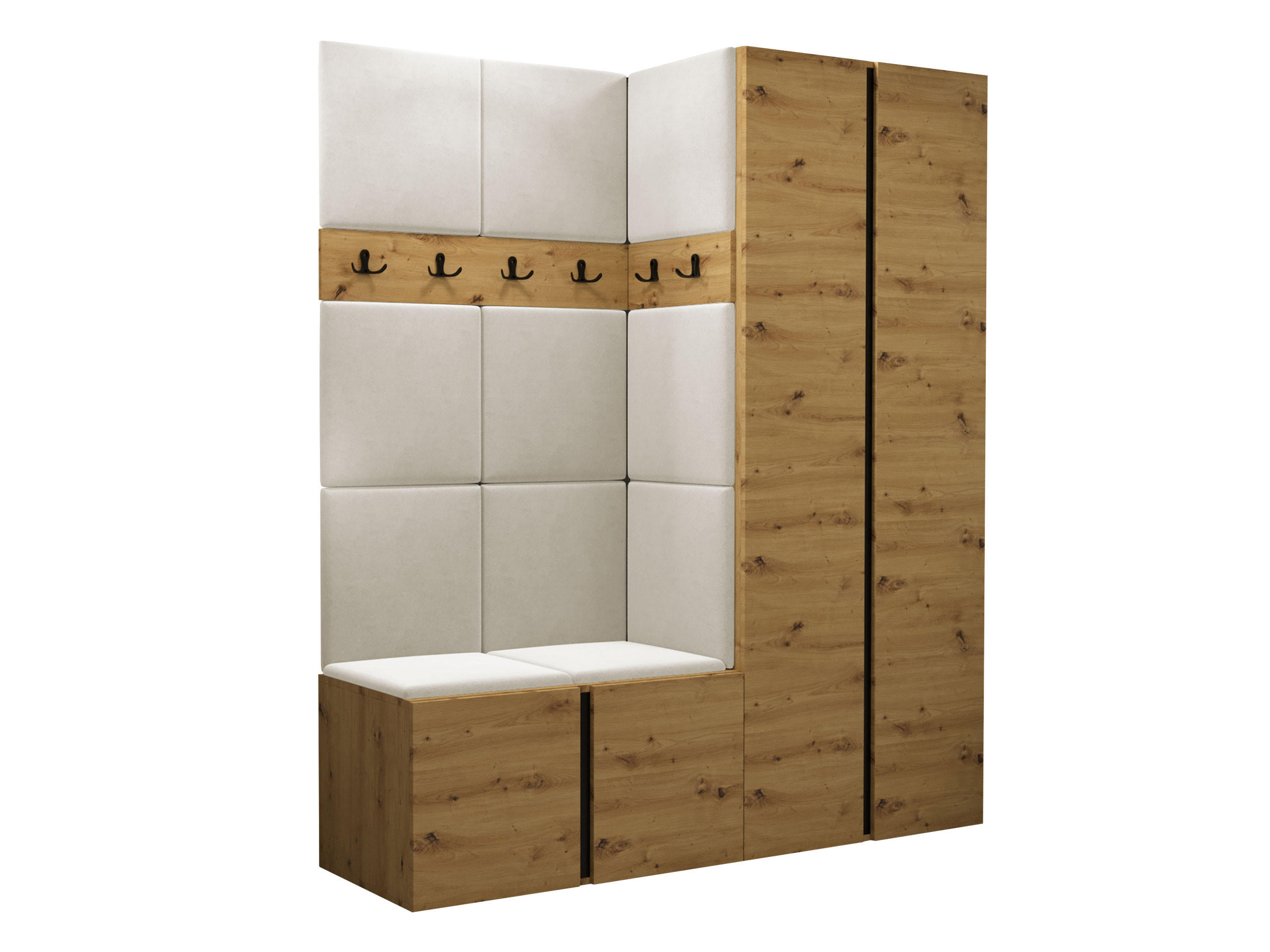 GARDEROBEN-SET Orion III - Beige/Eiche Artisan, Holzwerkstoff/Kunststoff (158/186/46cm) - MIRJAN24