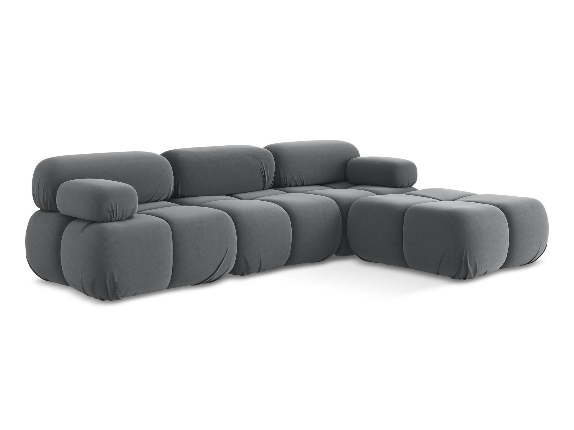 ECKSOFA Beidseitig Samt Stoff Grau - Dunkelgrau/Schwarz, Kunststoff/Textil (285/191cm) - Makamii