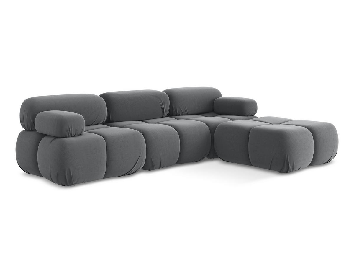 ECKSOFA Beidseitig Samt Stoff Grau - Dunkelgrau/Schwarz, Kunststoff/Textil (285/191cm) - Makamii