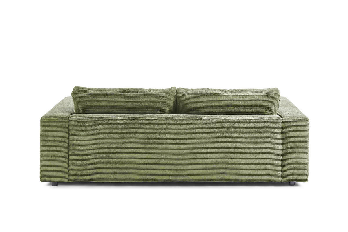 SOFA 2-SITZER MADELINE Grün Cord - Schwarz/Grün, Kunststoff/Textil (230/85/127cm) - KAWOLA
