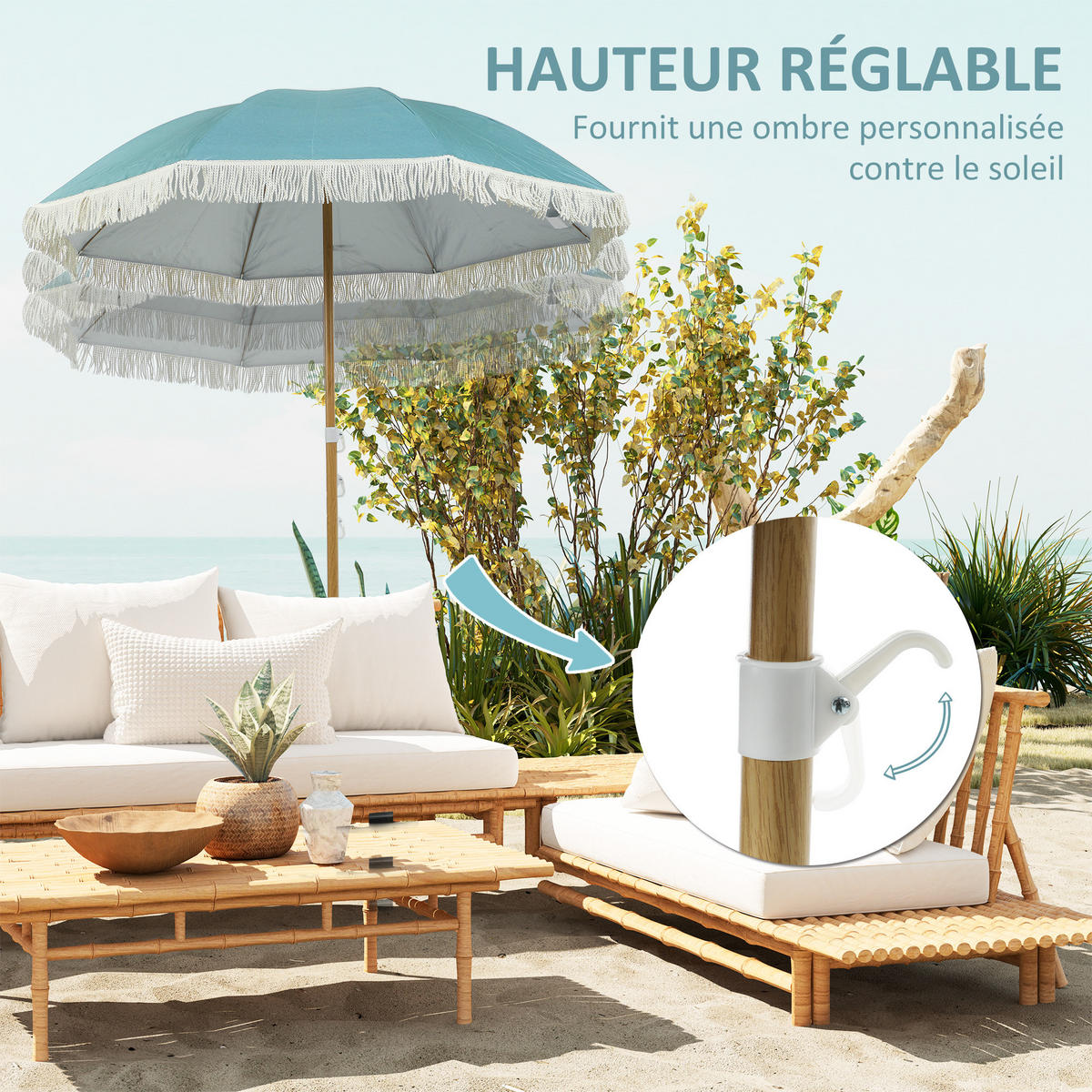 STRANDSCHIRM Hellblau Ø 172 cm - Hellblau, Textil (172/172cm) - PANGIVO