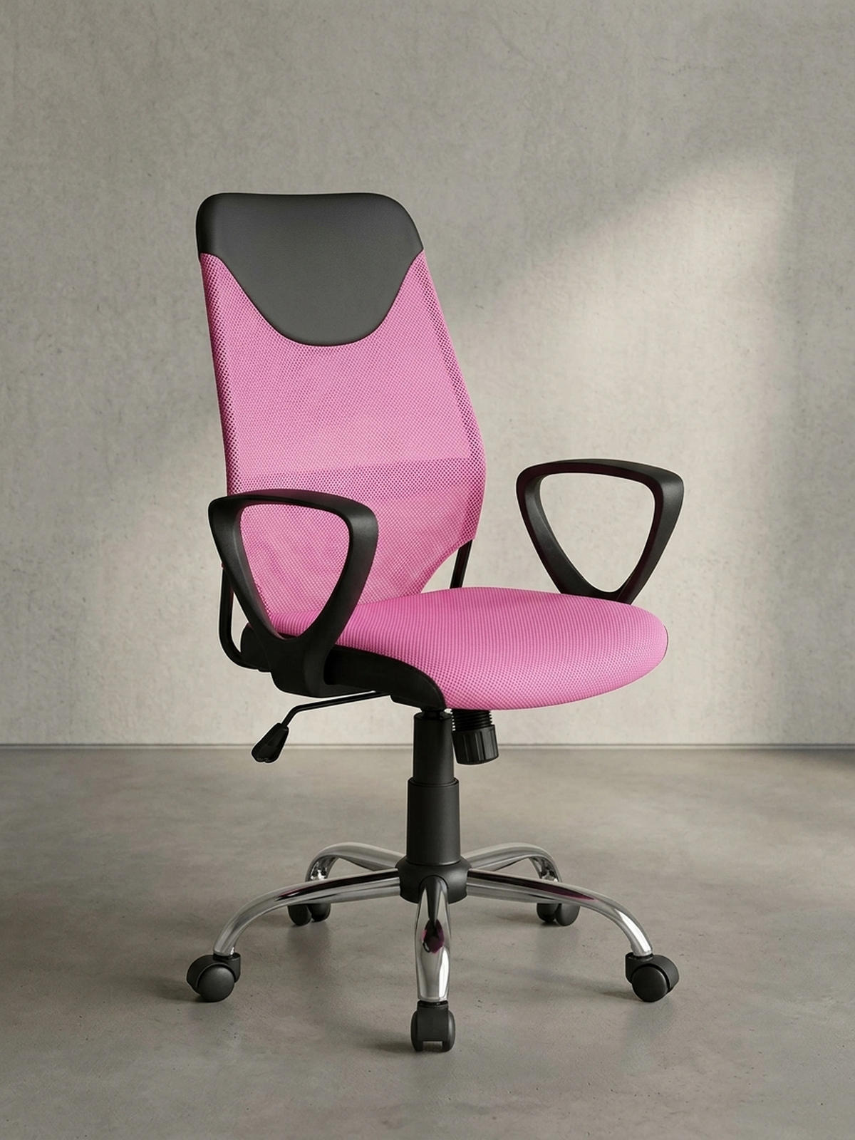 JUGENDDREHSTUHL Nylon Ergonomisch Höhenverstellbar DAVOS, Rosa 60x60x101 cm - Silberfarben/Schwarz, Textil/Metall (60/101/60cm) - KADIMA DESIGN