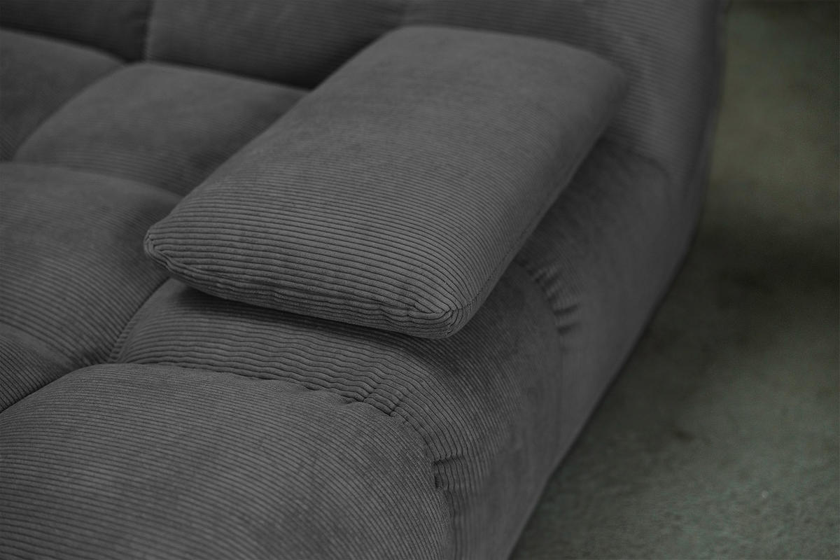 BIG SOFA VIVIEN Anthrazit Cord - Anthrazit/Schwarz, Kunststoff/Textil (296/85/178cm) - KAWOLA