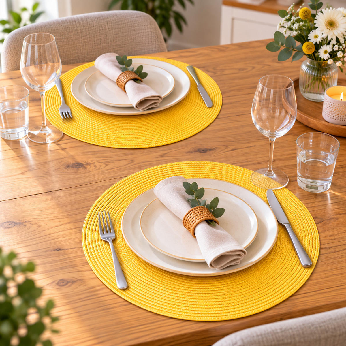 PLATZSET 2er Set Polypro Honig 35 cm rund - Honig, Kunststoff (35cm) - TiborTex