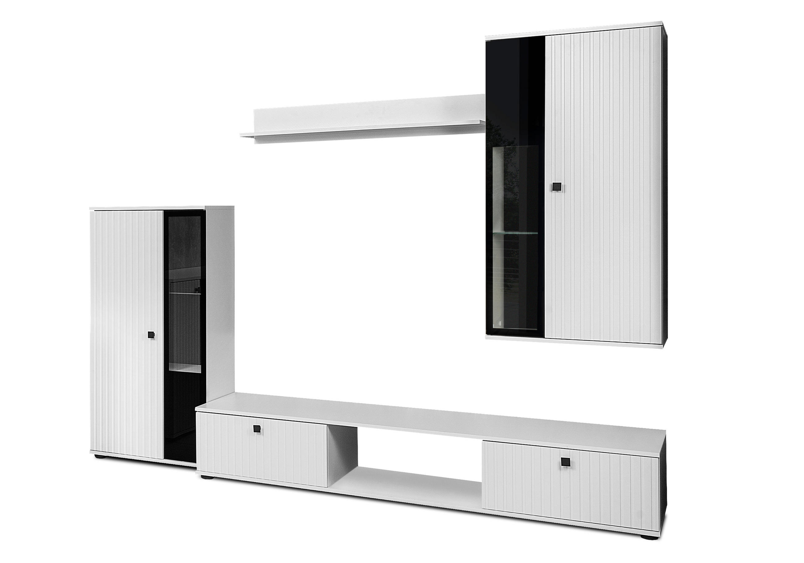 WOHNWAND Formilo Weiß 294/180/40 cm Hochwertige mit Lamellen - Weiß, Holzwerkstoff/Kunststoff (180/294/40cm) - AX Living