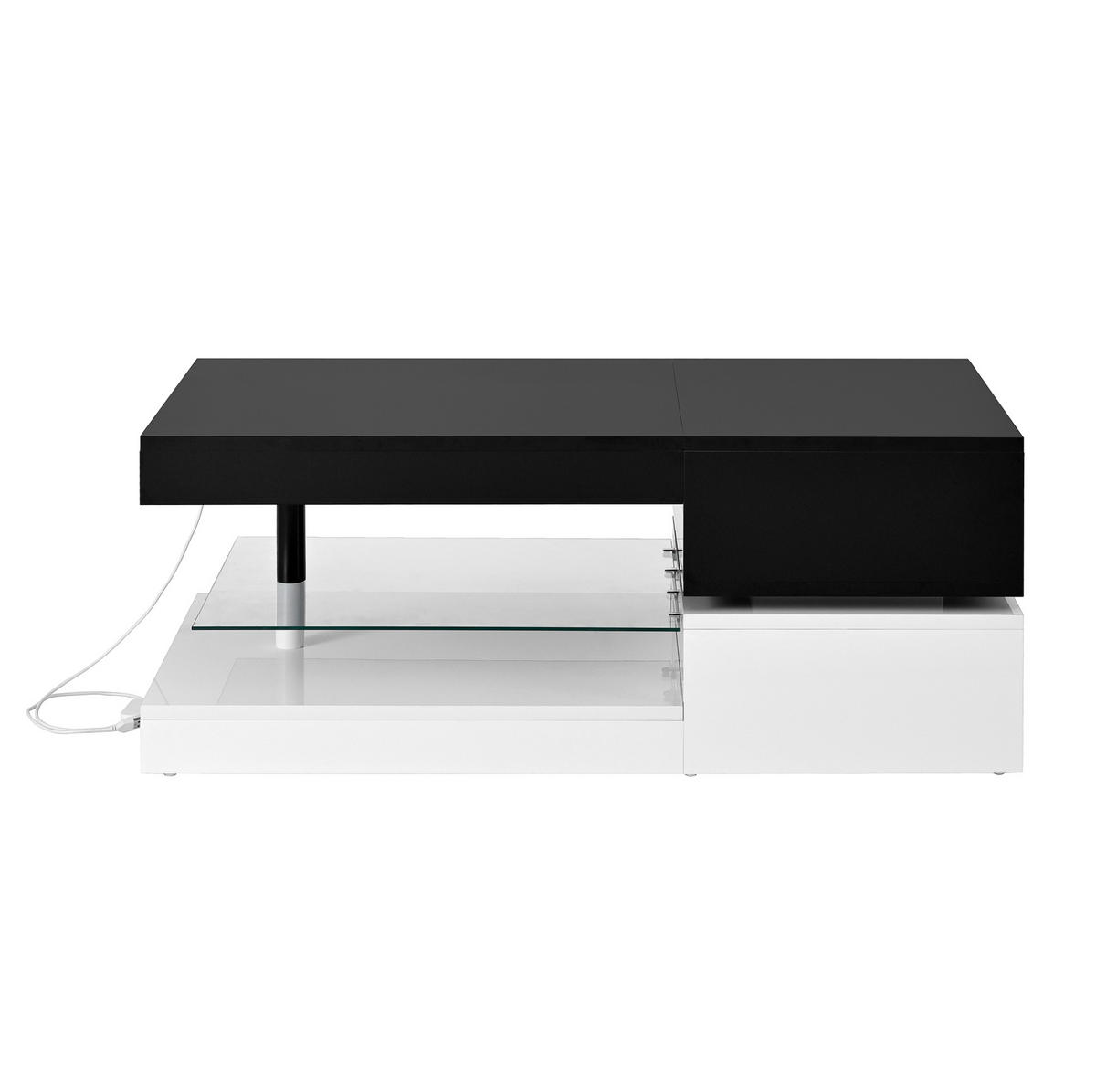 COUCHTISCH 90/45/35.5 cm schwarz/weiß aus PB mit LED-Beleuchtung - Schwarz, Holzwerkstoff (90/45/35.5cm) - OKMYHOME