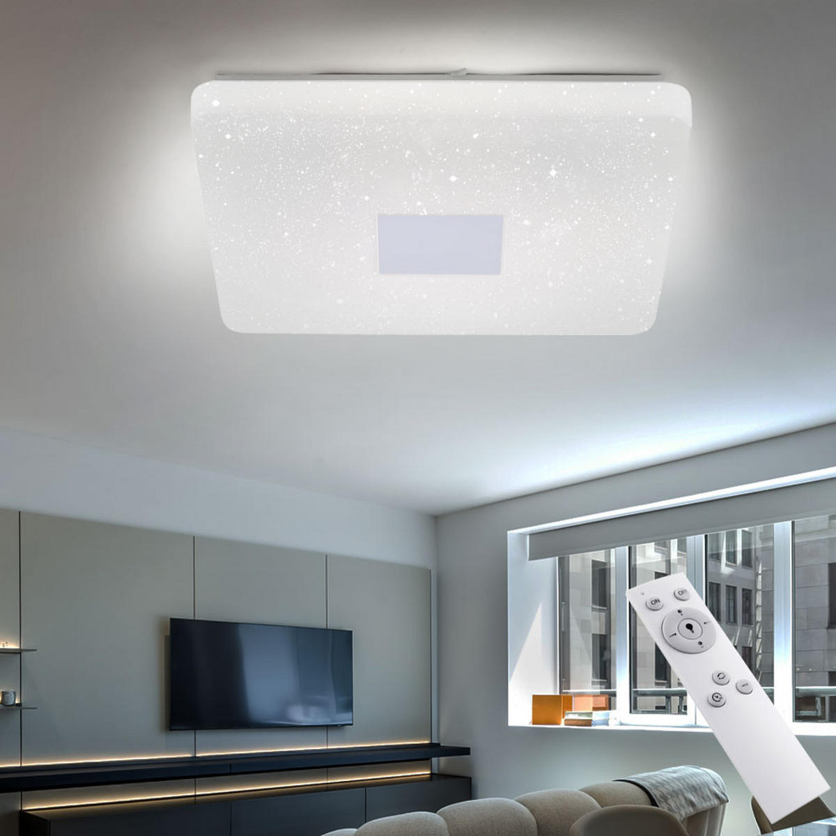 LED DECKENLAMPE Weiß Stahl CCT Dimmbar - Weiß, Metall (60/60/9.5cm)