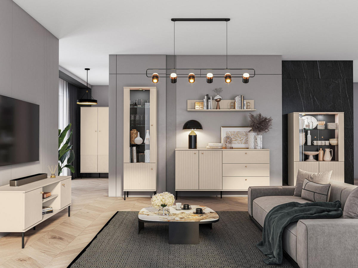 WANDREGAL Caletto Beige 120 cm - Beige, Holzwerkstoff (120/18/20cm) - Selsey