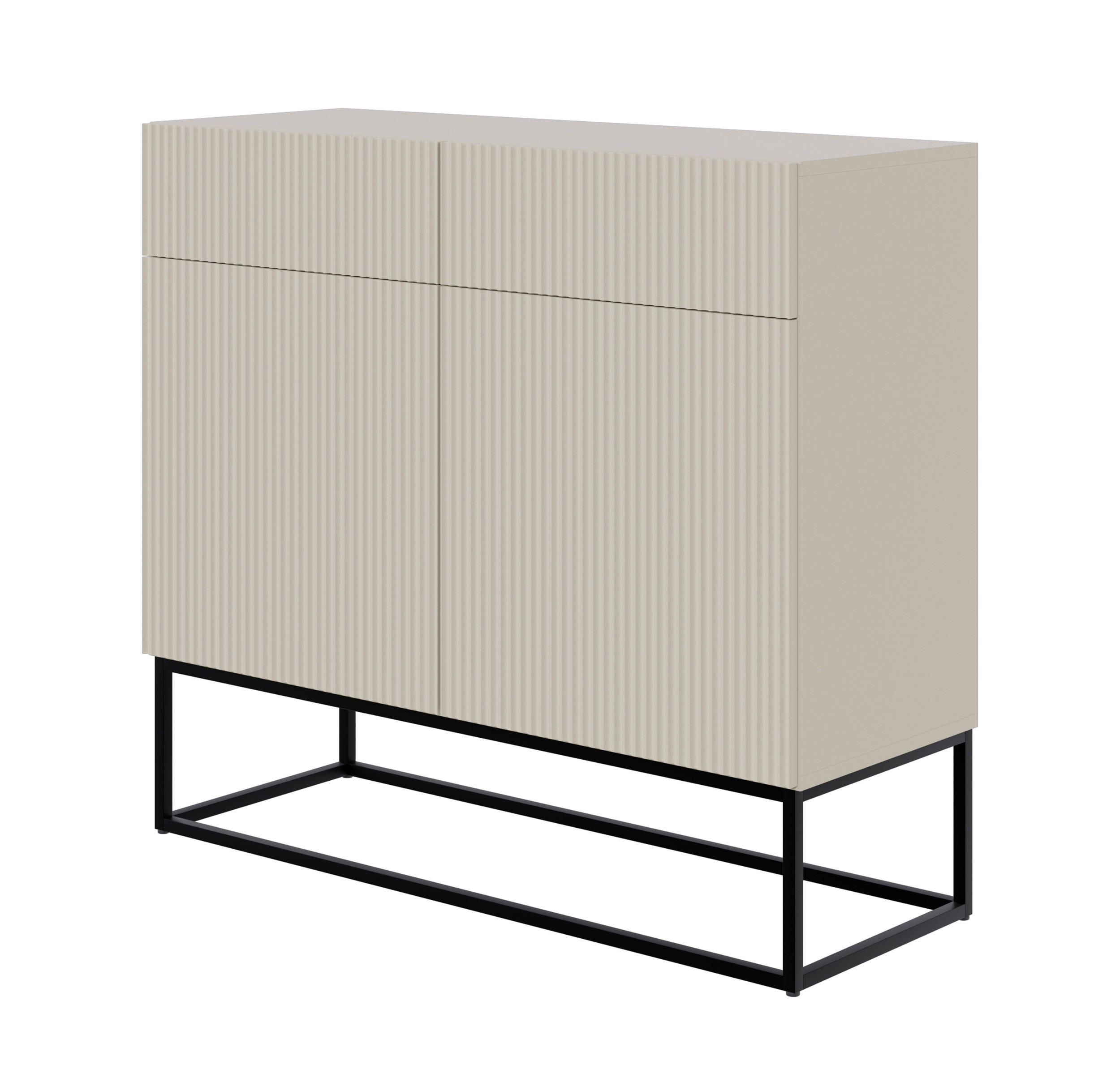 KOMMODE Veldio Graubeige mit schwarzen Beinen 100 cm - Greige/Schwarz, Holzwerkstoff/Metall (100/90/38cm) - Selsey