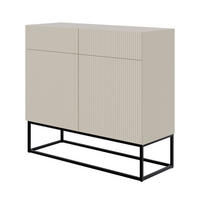 KOMMODE Veldio Graubeige mit schwarzen Beinen 100 cm - Greige/Schwarz, Holzwerkstoff/Metall (100/90/38cm) - Selsey