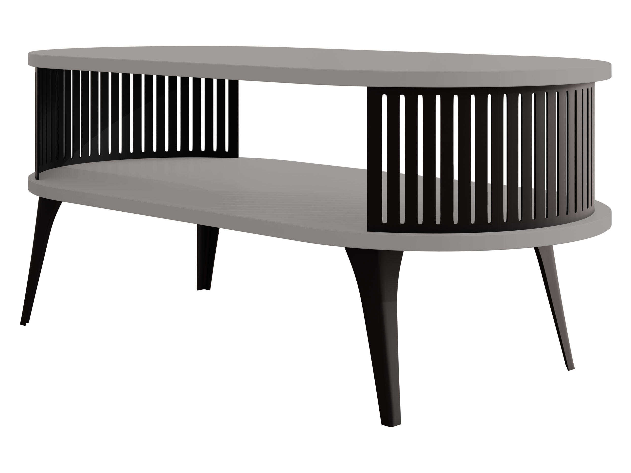 COUCHSITCH Roenni Oval - Schwarz/Grau, Holzwerkstoff/Metall (100/50/44cm) - MIRJAN24