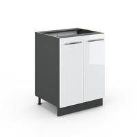 KÜCHENUNTERSCHRANK Fame-Line Weiß Hochglanz 60 cm ohne AP - Weiß Hochglanz/Anthrazit, Holzwerkstoff (60/82/51.6cm) - Vicco
