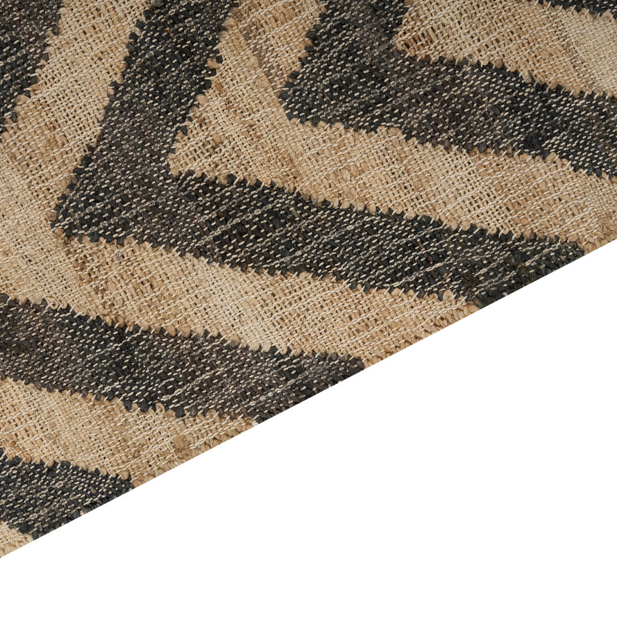 TEPPICH geflochten Beige 160/230 cm Dedepinari - Beige/Schwarz, Naturmaterialien (160/230cm) - Beliani