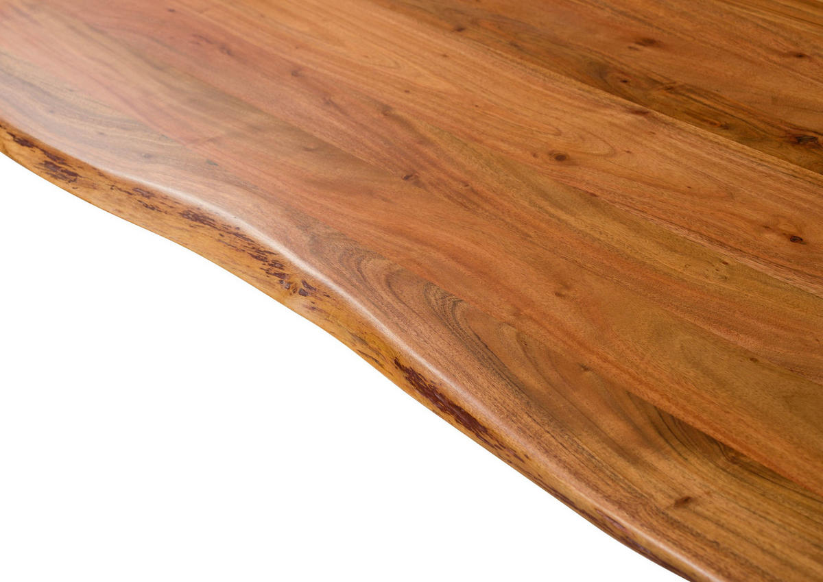 BAUMTISCH Akazie 220x100x75 natur lackiert / ausgestellte X-Beine anthrazit matt FREEFORM 3 - Naturfarben, Holz (220/100/75cm) - Massivmoebel24