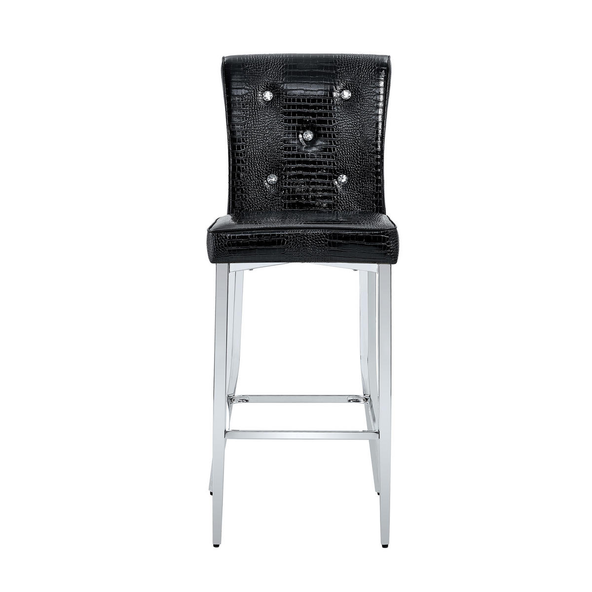 BARHOCKER DE-36799 2er-Set mit Krokodil-Leder-Optik Schwarz - Schwarz, Metall (43.2/114.3/54cm) - ComfortXL