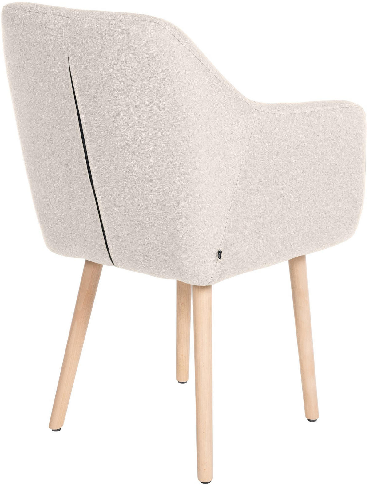 ARMLEHNENSTUHL Stoff creme - Eukalyptusholzfarben/Creme, Holz/Textil (61/88/57.5cm) - CLP