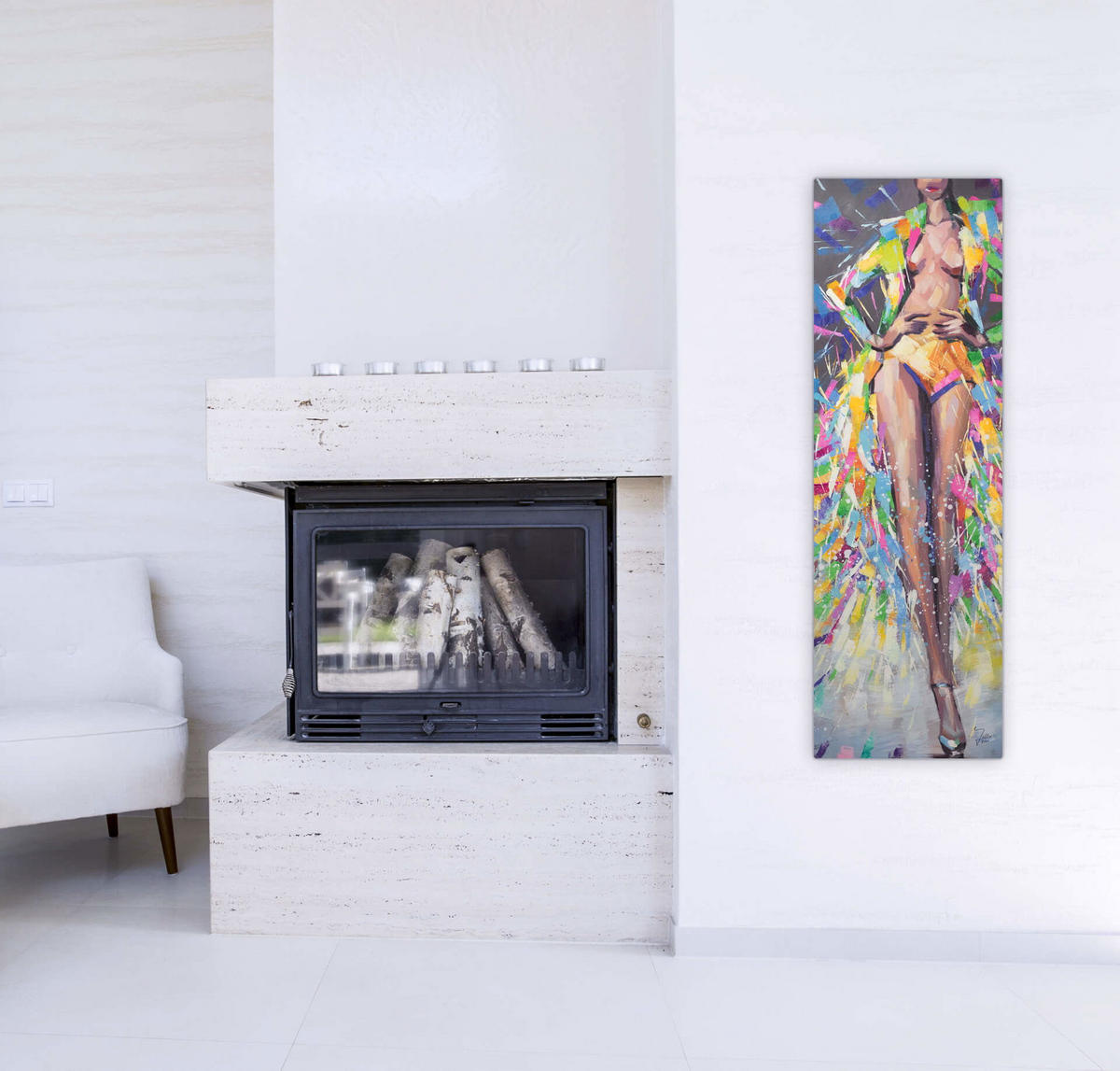 ACRYLBILD HANDGEMALT 40/120 cm - Multicolor/Braun, Holz/Textil (1.52/120cm) - KUNSTLOFT