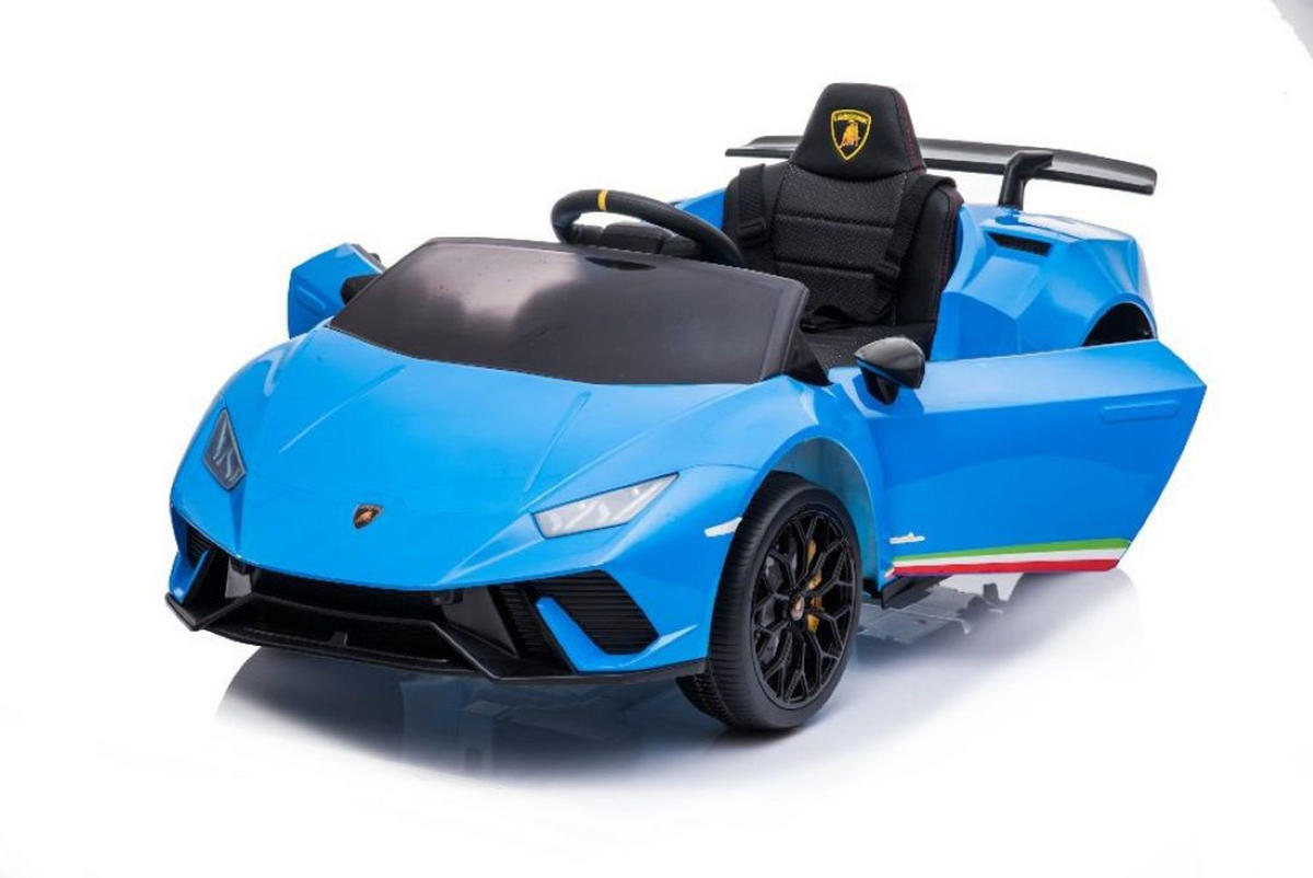 KINDER ELEKTROAUTO Lamborghini Huracan blau EVA-Reifen, Kunstledersitz, lizenziert, Fernbedienung, Bluetooth - Blau, Kunststoff (117/64/47cm) - Es-Toys