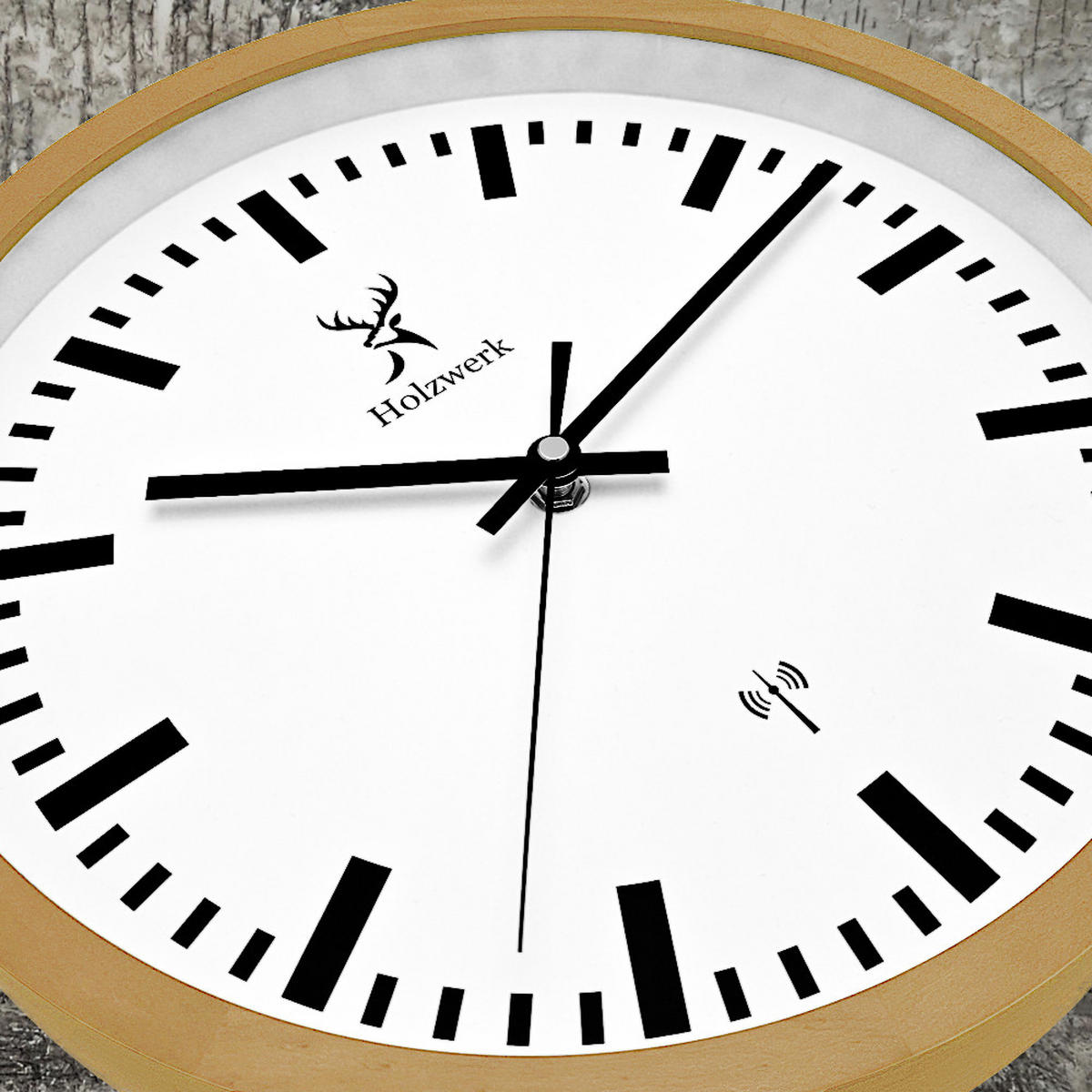 WANDUHR Holz Designer GOLDBERG (FUNK) Loft Wand Uhr, beige, weiß - Beige/Schwarz, Glas/Holz (30/30/4.2cm) - Holzwerk
