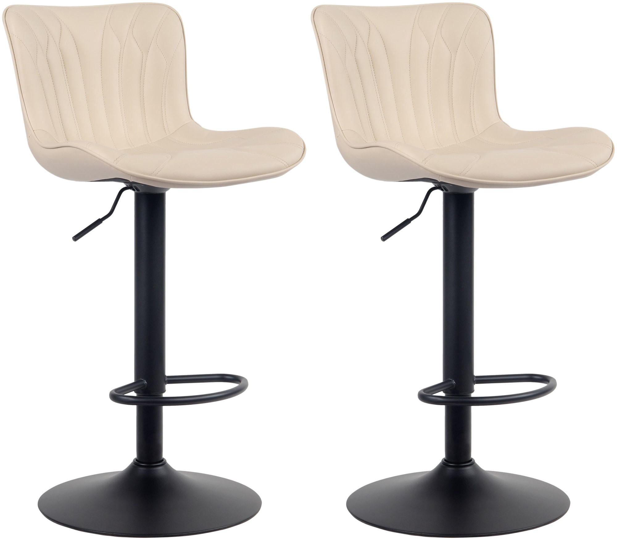 BARHOCKER 2er Set Lederlook creme - Creme/Schwarz, Textil/Metall (48/83/54cm) - CLP