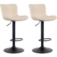 BARHOCKER 2er Set Lederlook creme - Creme/Schwarz, Textil/Metall (48/83/54cm) - CLP
