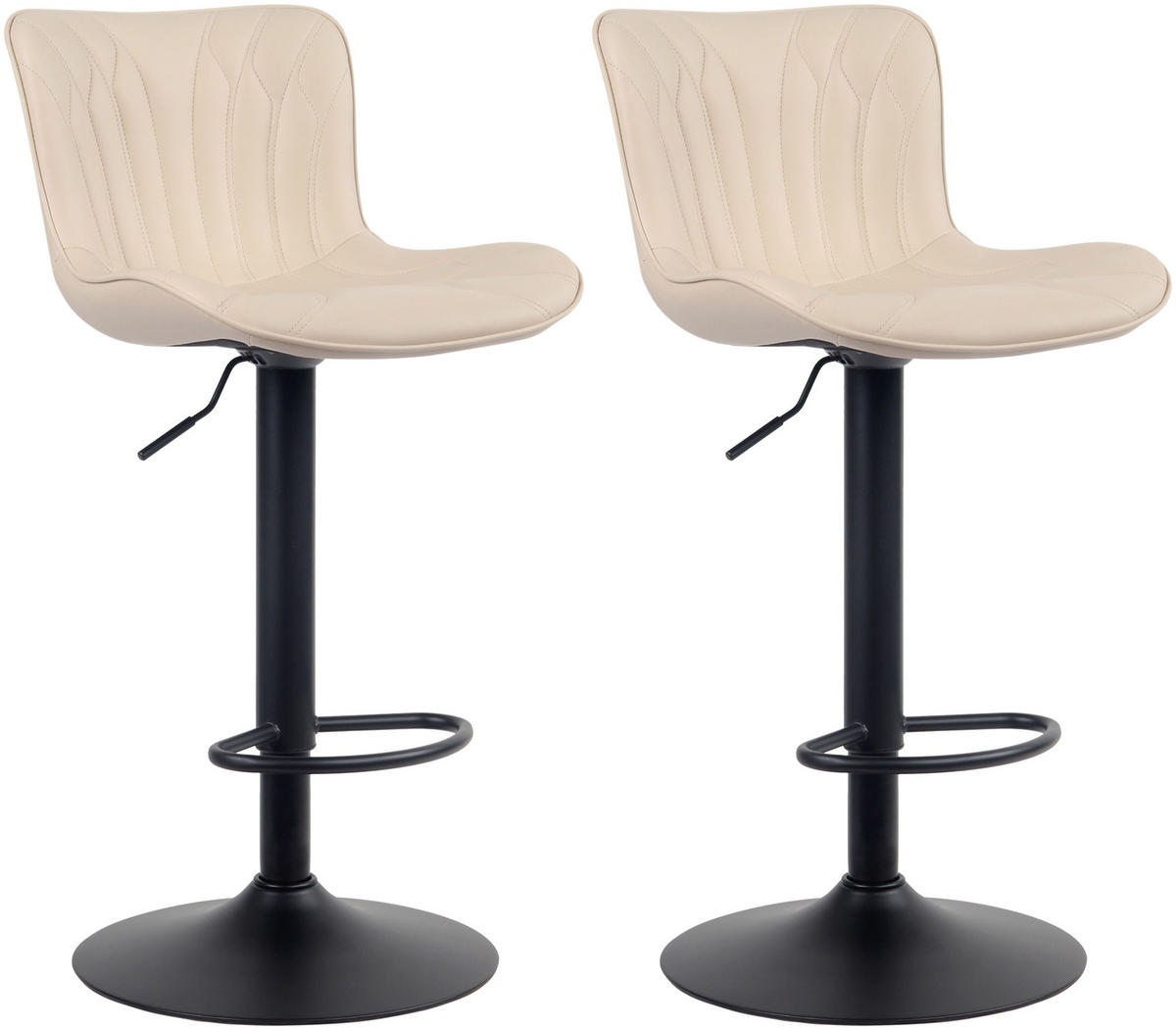 BARHOCKER 2er Set Lederlook creme - Creme/Schwarz, Textil/Metall (48/83/54cm) - CLP