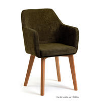 ARMLEHNSTUHL (2er-Set) Darleen 57x87x60 Eiche geölt/Khaki - Dunkelgrün/Eichefarben, Kunststoff (60/87/57cm) - 58aufmkessel
