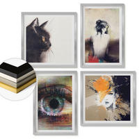 WANDBILDER 4er Set - 50x50 cm & 40x60 cm Silberner Rahmen - Porträt einer Frau, Auge, Farben, Emotionen - Silberfarben, Kunststoff (50/50cm) - ArtPrintCave