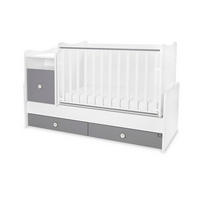 BABYBETT Trend Plus weiß dunkelgrau 110 x 62 cm, 70 x 160 cm, Schaukelfunktion, Kommode, Schubladen - Grau, Holzwerkstoff (62/110cm) - Lorelli