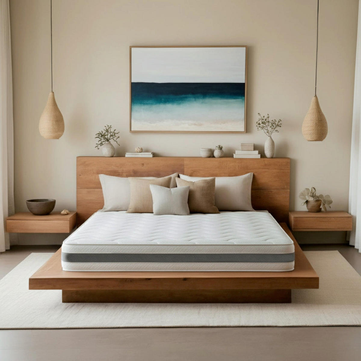 MATRATZE 120x200 | Thermosensibler Waterfoam, Hohe Festigkeit, Atmungsaktiv und Allergikerfreundlich - Weiß, Textil (120/200cm) - The White Stone