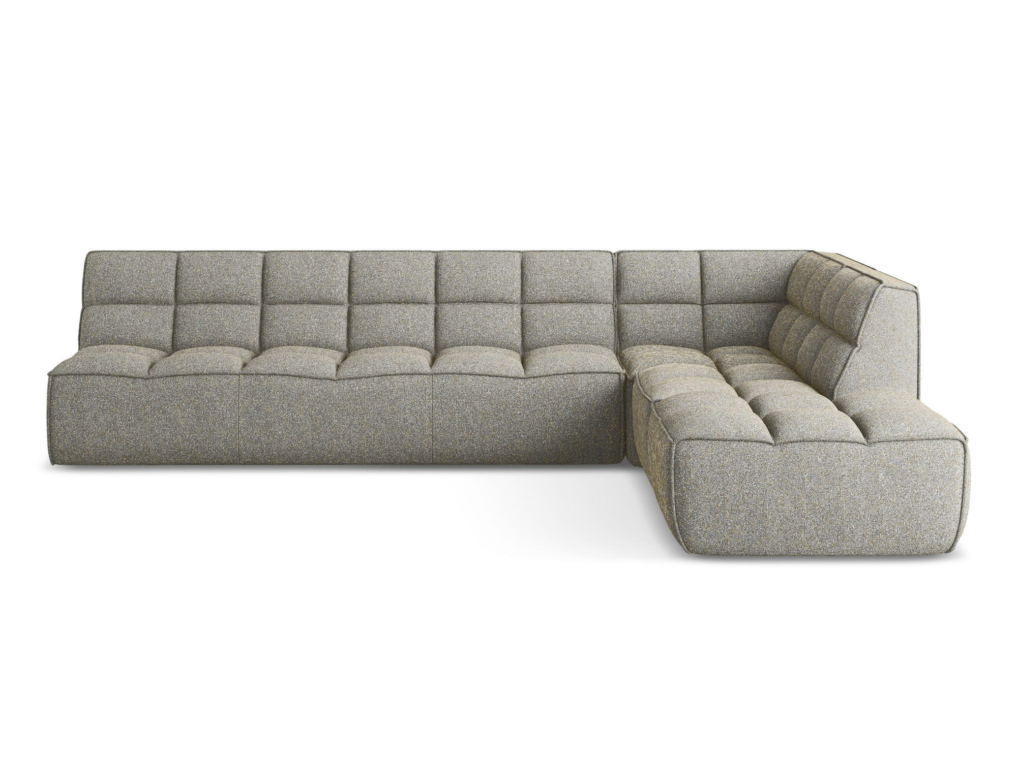 ECKSOFA Beidseitig Strukturstoff Stoff Beige - Beige/Schwarz, Kunststoff/Textil (308/258cm) - Makamii
