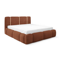 DOPPELBETT 140x200 Avelin mit Bettkasten, LED, Bouclé, Orange - Orange, Holz/Metall (140/200cm) - Emporius