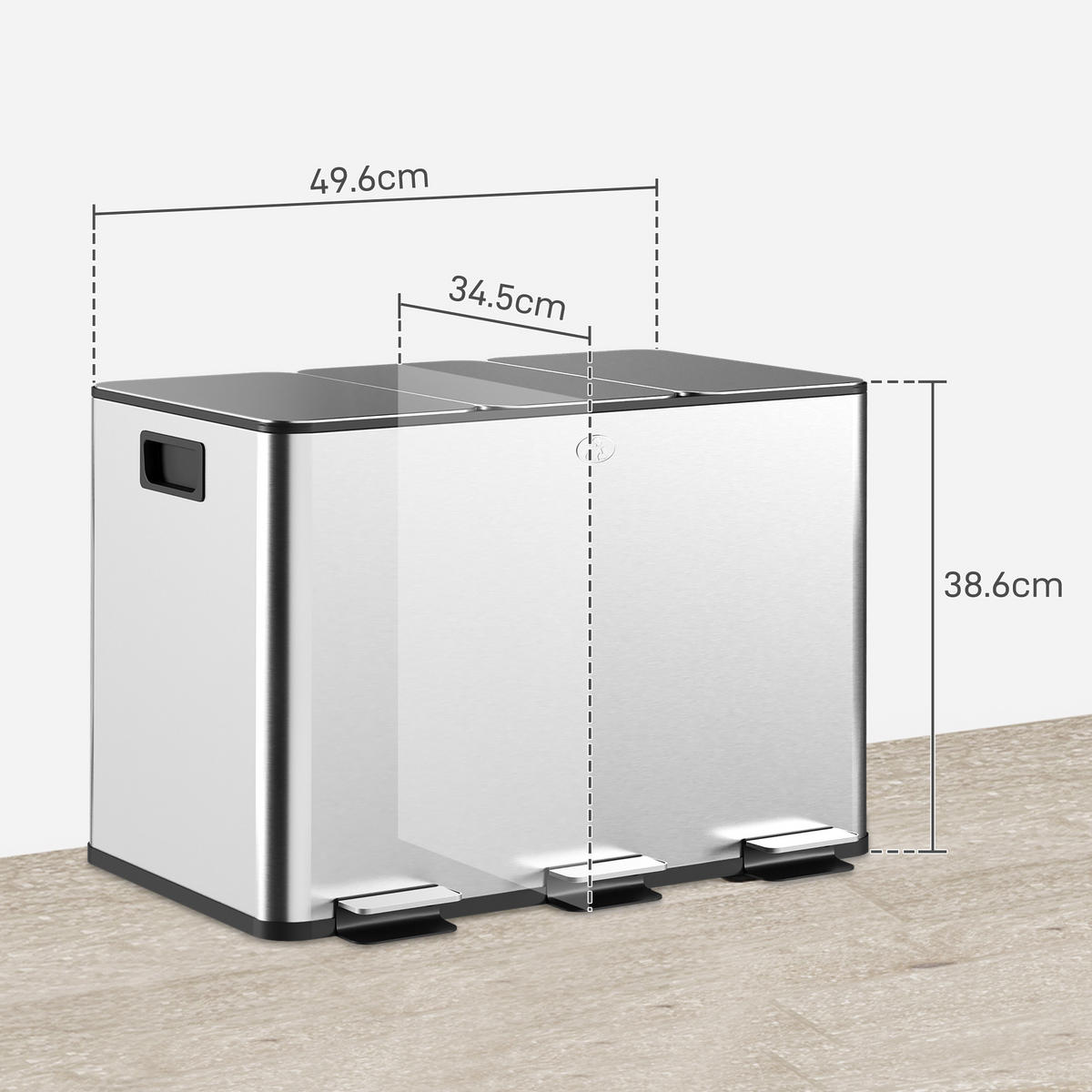 ABFALLEIMER Silberfarben 1 Stück - Silberfarben, Metall (34.5/38.6/49.6cm) - GiPP