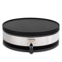 PFANNKUCHENMASCHINE KREP56 Schwarz und Silber, 2 in 1 Wendeplatten, Regelbarer Thermostat 230°, Antihaftbeschichtete Kochplatten 33 cm und 10cm - Schwarz, Metall (33/11/33cm) - HKoenig