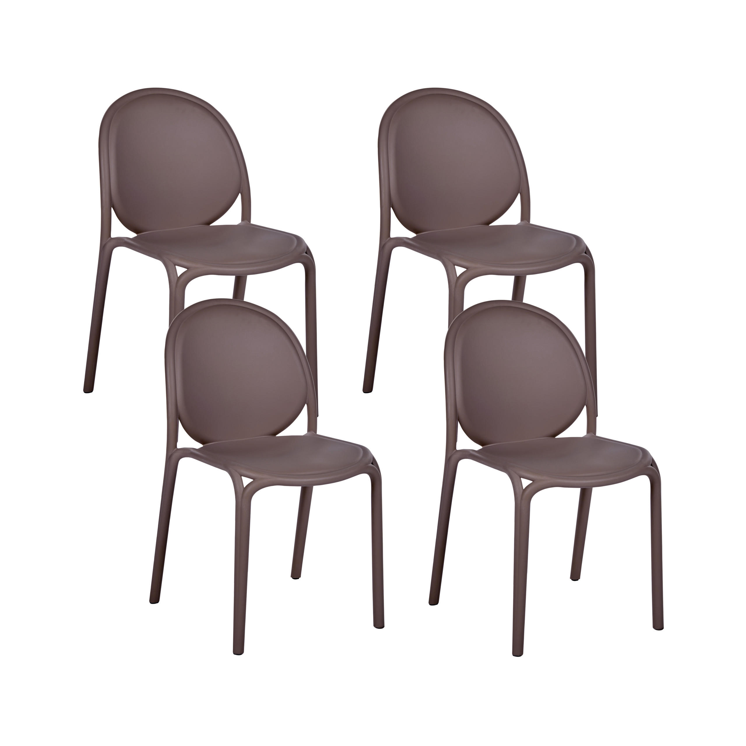 GARTENSTUHL 4er Set Braun Brugnello - Braun, Kunststoff (44/80/47cm) - Beliani