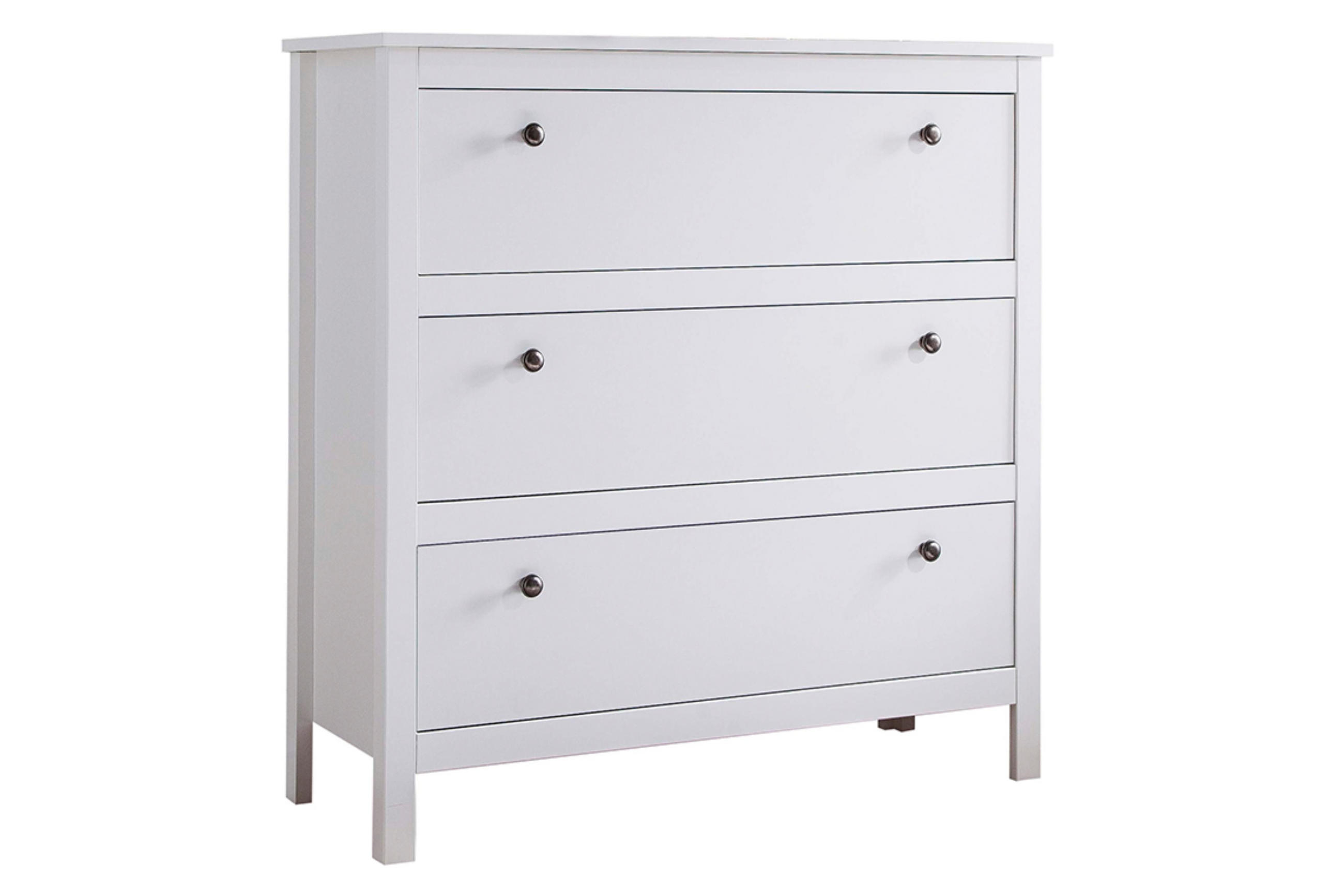 KOMMODE FARGE mit 3 Schubladen, weiß - Weiß, Holz (92/98/35cm) - KONSIMO®
