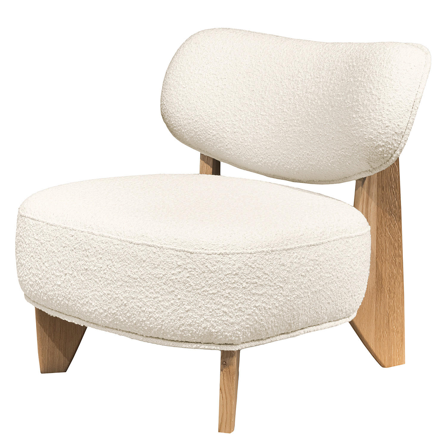 SESSEL - Bouclé - Eichefarben/Beige, Eichenholz/Holz (70/72/79cm) - home24