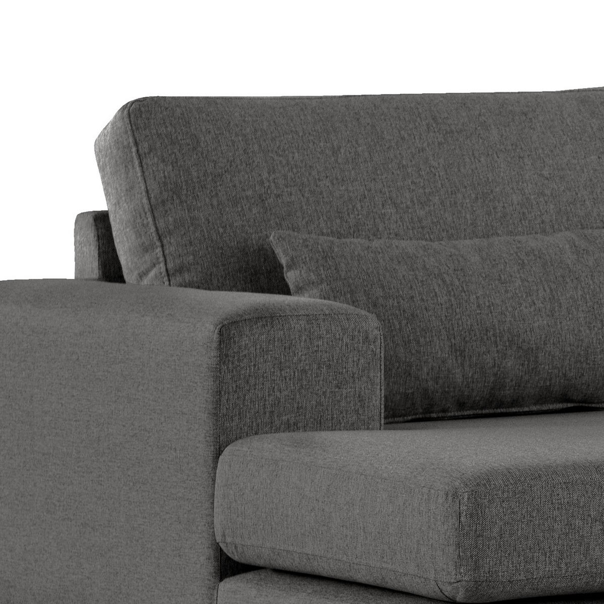 ECKSOFA mit Longchair - Eichefarben/Dunkelgrau, Eichenholz/Textil (281/153cm) - home24