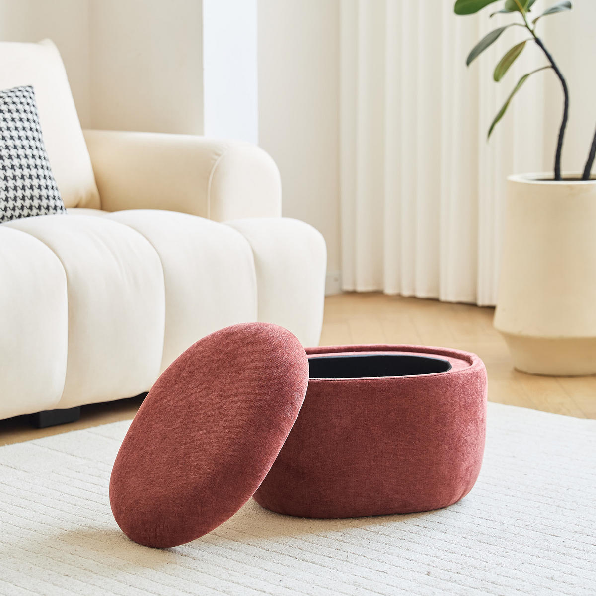 POUF Stoff Terracotta - Rot, Textil (48/31/35cm) - Nordlys