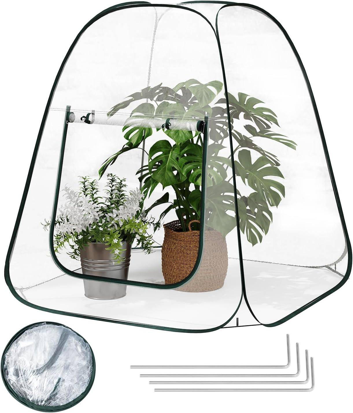 Woltu Gewächshaus,Pop-Up Transparent 70x80x70 cm