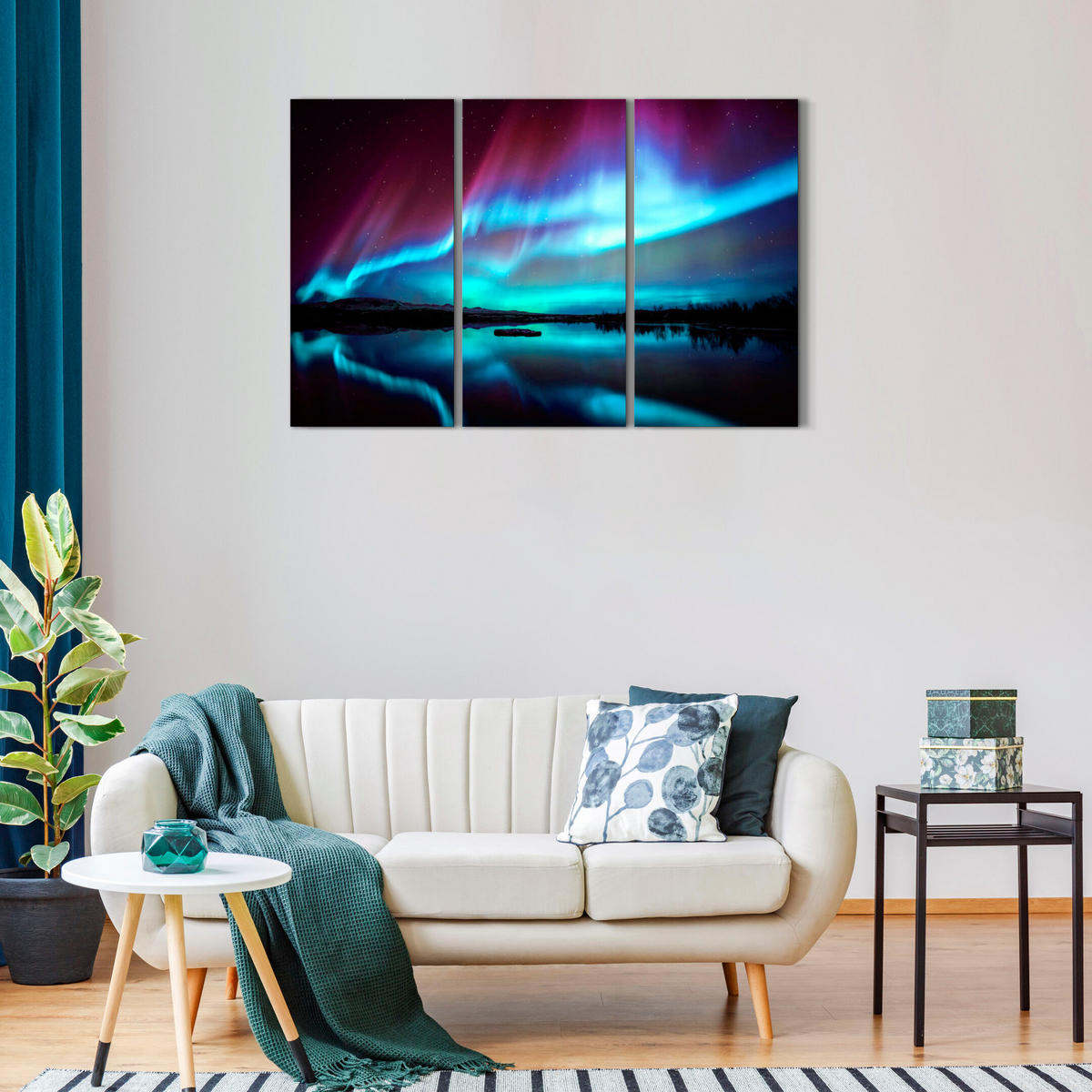 LEINWANDBILD Aurora 3-tlg. 90x60 cm - Multicolor, Holz (90/60cm) - LUMASOUL