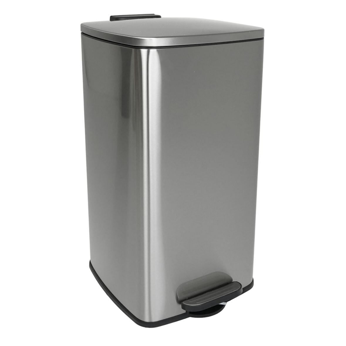 MÜLLEIMER 60 Liter mit Softclose & Fußpedal - Silberfarben, Metall (41.5/75.5/49cm) - PROREGAL