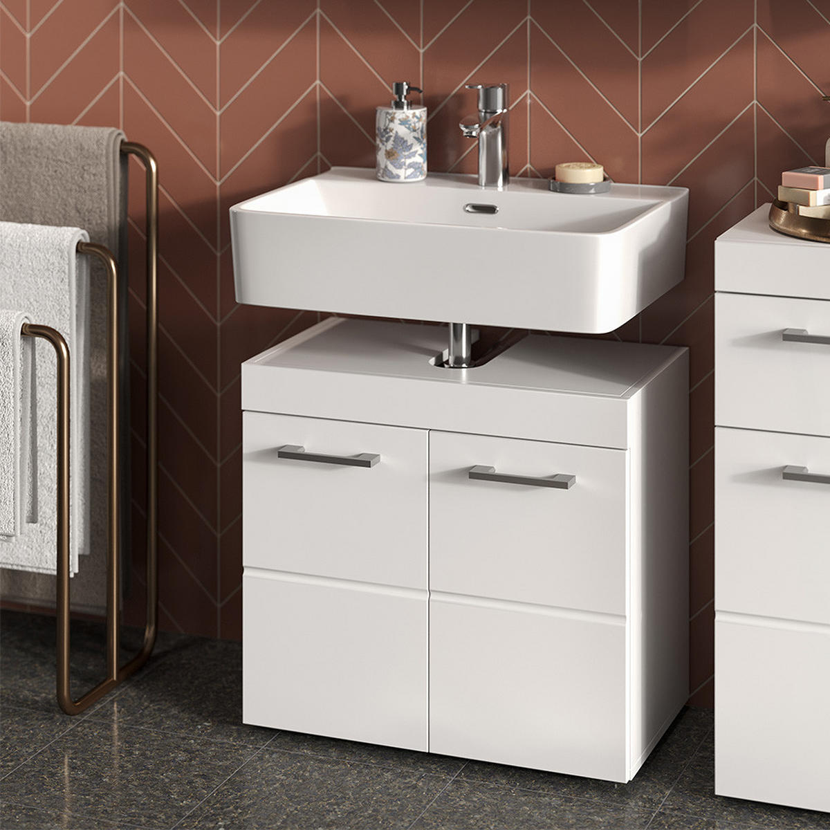 ZÁKLADNÍ SKŘÍŇKA POD UMYVADLO Luna Bílá - bílá, kompozitní dřevo (60/56/34cm) - Vicco