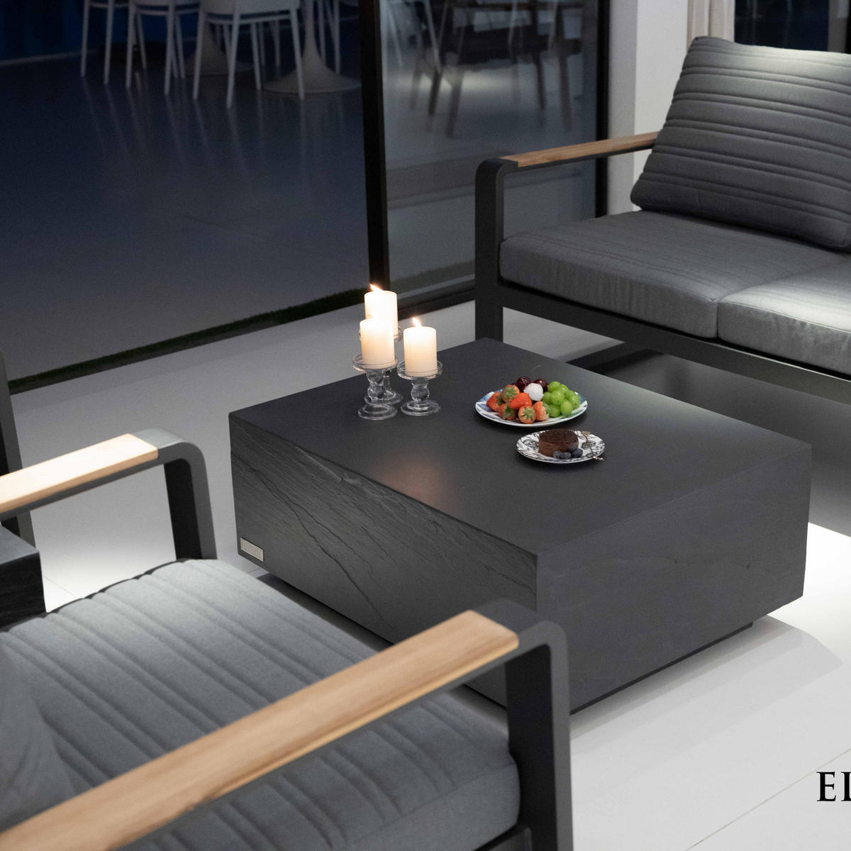 COUCHTISCH COLORADO aus GF-Beton Rechteck, Wetterbeständig, 86x66x36 cm - Dunkelgrau, Naturmaterialien (86/66/36cm) - Elementi