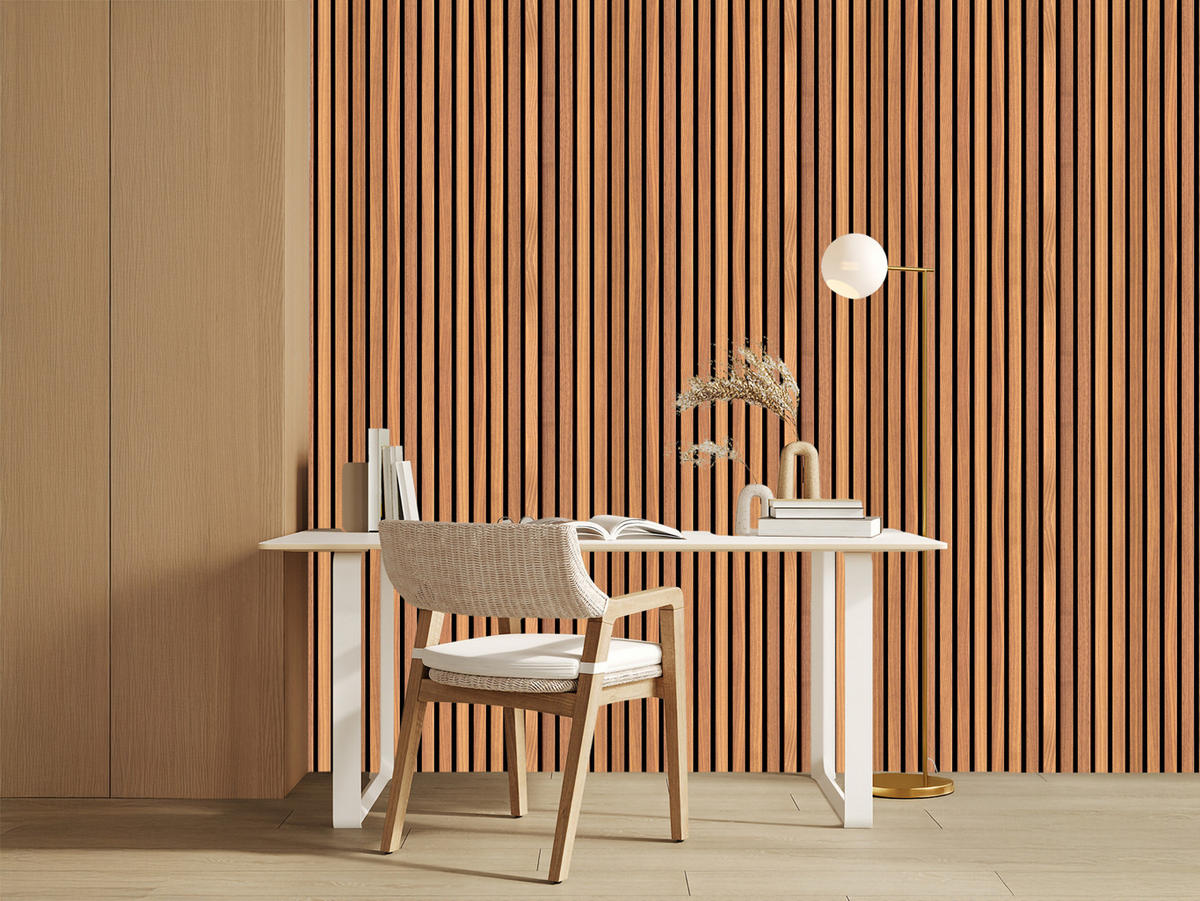 VLIESTAPETE Holzlamellen in 3D-Optik – Braun, Schwarz – 50x1000 cm - Schwarz/Braun, Papier (50/1000cm) - Muralo