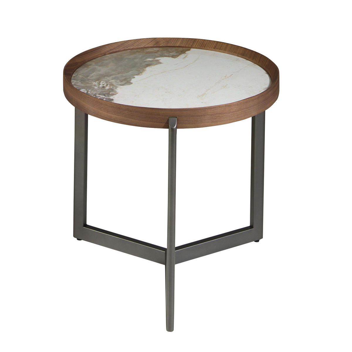 ECKTISCH Weiß Dunkler Stahl Walnuss 62/62/56 cm - Walnussfarben/Weiß, Holz (62/62/56cm) - ANGEL CERDA