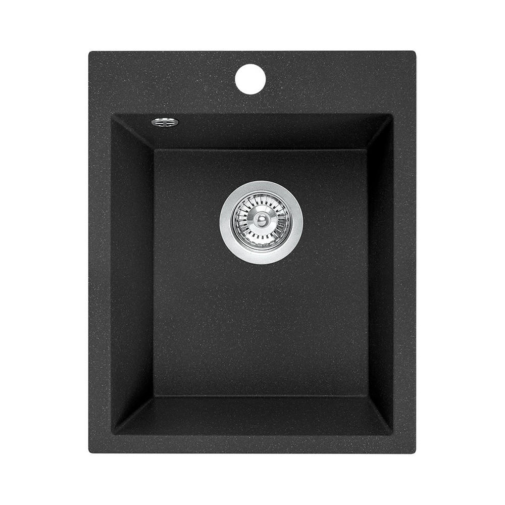 EINBAUSPÜLE Chichi Schwarz, Einzelbecken, 48/39/20,5 cm - Schwarz, Stein (48/20.5/39cm) - bad land