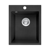 EINBAUSPÜLE Chichi Schwarz, Einzelbecken, 48/39/20,5 cm - Schwarz, Stein (48/20.5/39cm) - bad land
