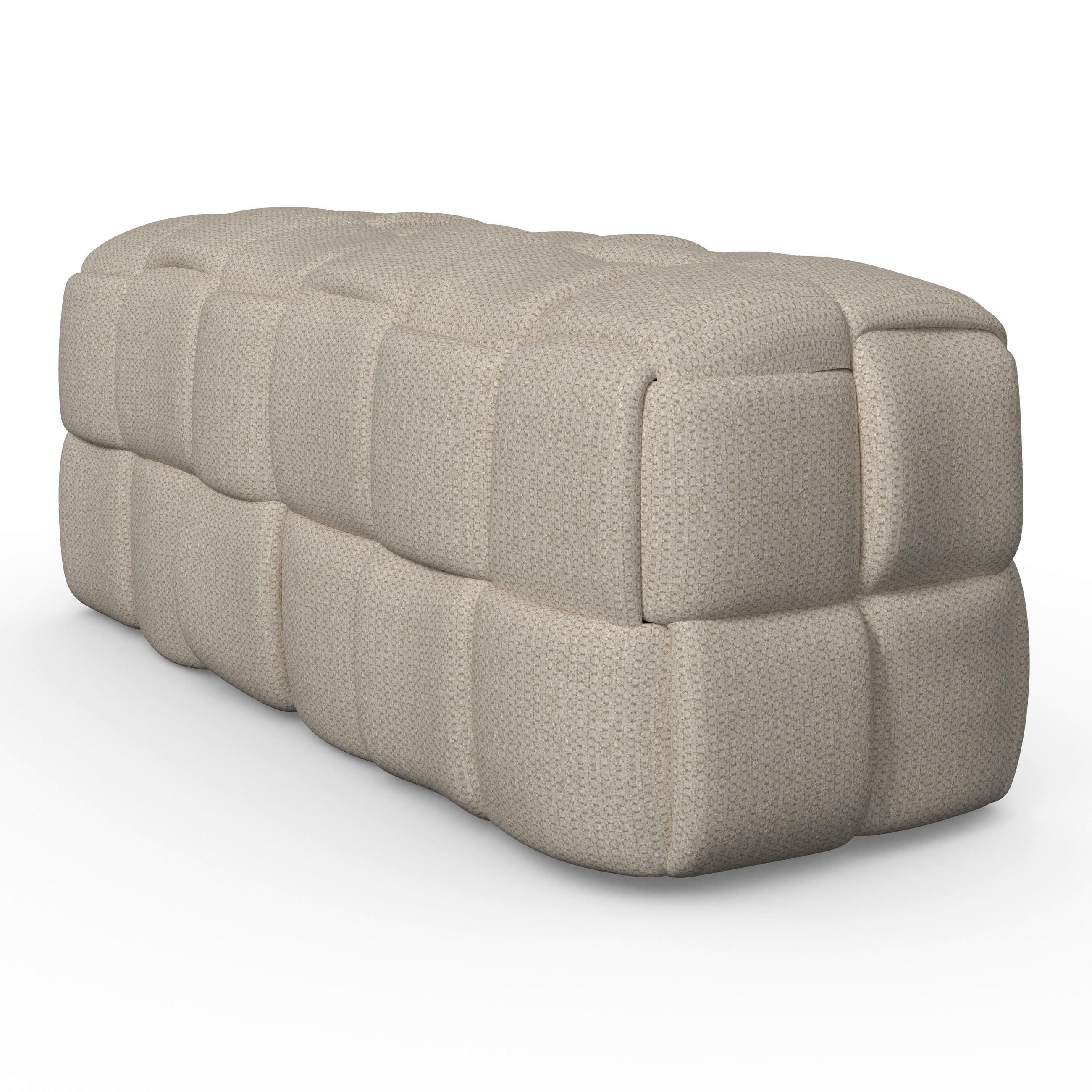 HOCKERBANK Ella Beige Bouclé Gepolstert - Creme, Holz (110/45/45cm) - Bessagi Home